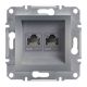 Schneider Electric ASFORA 2xRJ45 Cat5e UTP dugaszolóaljzat,acél, keret nélkül EPH4400162 - elektrobagoly.hu