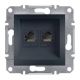 Schneider Electric ASFORA 2xRJ45 Cat5e UTP dugaszolóaljzat,antracit, keret nélkül EPH4400171 - elektrobagoly.hu