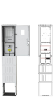 PVT-K-L Fm-40 1és 3 fázisú egy mérőhelyes fogyasztásmérő szekrény mindennapszaki és előrefizetős méréshez 40A-ig, földkábeles csatlakozásra, kültéri alkalmazásra, Csatári Plast