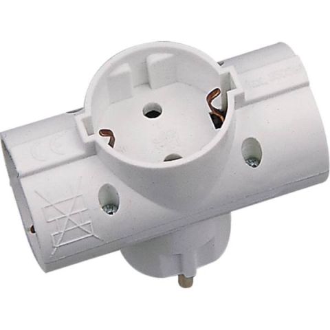 GAO Földelt T elosztó 3-as fehér  250V, 16A 0131H - elektrobagoly.hu