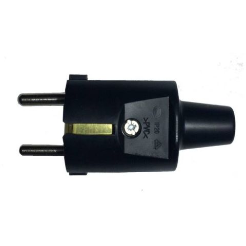 GAO csatlakozó dugó,lengő,2P+F(PVC) középső kivezetésű fekete 0136H - elektrobagoly.hu