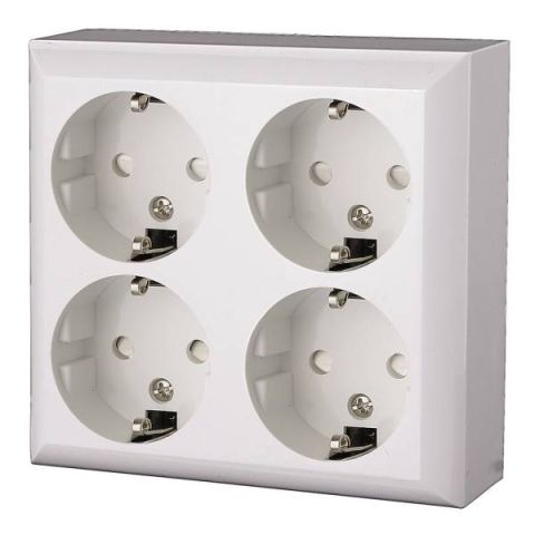 GAO BUSINESS LINE  4-es dugaszolóaljzat,falon kív.fehér  0313H - elektrobagoly.hu