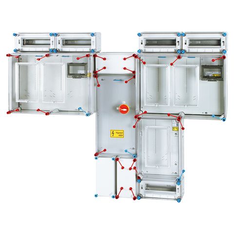 1/3F csoportos mérőhely 2x(M63A+V32A/H63A)+M63A f.kábel +tűz.kapc +2x12M 5M 2   HCS422+1+MF Hensel