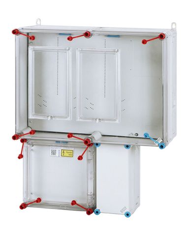 HB33K0-U 1 és 3 fázisú két mérőhelyes fogyasztásmérő szekrény mindennapszaki (80 A) és vezérelt (32 A) / H-tarifa (63 A) méréshez