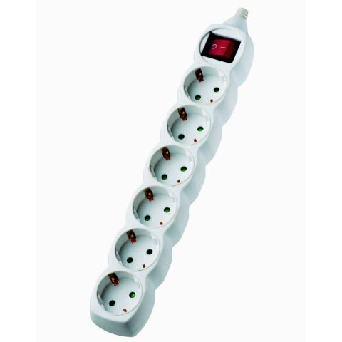 Asztali elosztó 6-os kapcsolóval, 3m, 3x1.5, fehér, 7105H