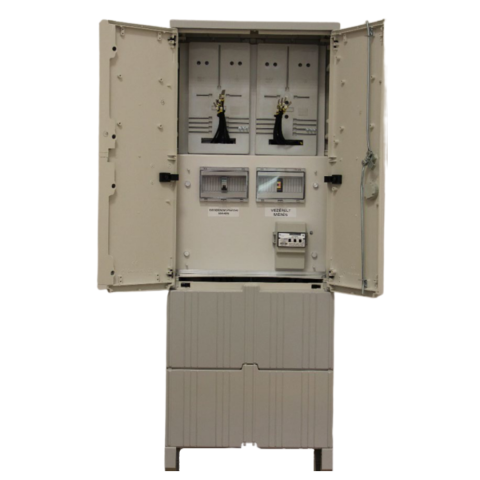 ELP21.ES002 (ELP-AR2-520)-K-M63.80A egy felhasználási helyes, dupla mérős: M63.80A, V32A, és Hv32 mérés, földkábeles, szabadon álló kivitelű elosztószekrény