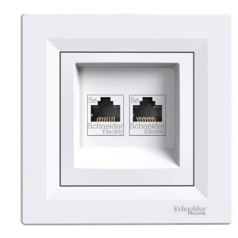 Schneider Electric ASFORA 2xRJ45 Cat5e UTP dugaszolóaljzat,fehér, kerettel EPH4400121 - elektrobagoly.hu
