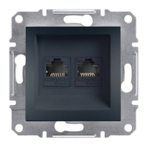 Schneider Electric ASFORA 2xRJ45 Cat5e UTP dugaszolóaljzat,antracit, keret nélkül EPH4400171 - elektrobagoly.hu