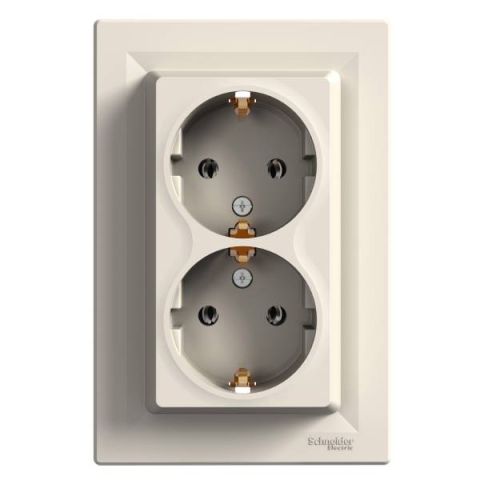 Schneider Electric ASFORA 2x2P+F dugaljzat,csavar kerettel, bézs EPH9900123 - elektrobagoly.hu
