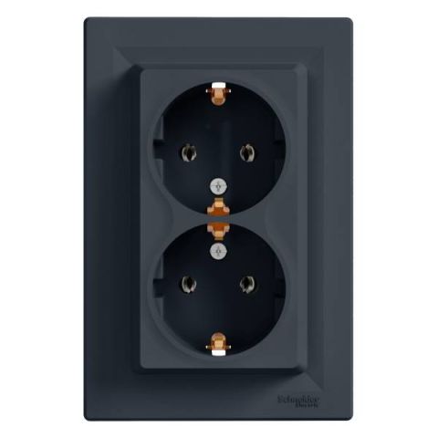 Schneider Electric ASFORA 2x2P+F dugaljzat,csavar antracit, kerettel EPH9900171 - elektrobagoly.hu
