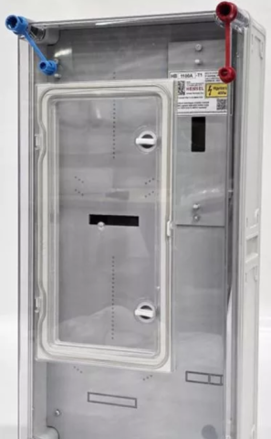 HB1000A-T1 1F,2mérő,fogyasztásmérő szekr.meglévő méréssel rendelkező társasházakrészére, egyedi és csoportos, mindennapszaki (63 A-ig) és vezérelt (32A)méréshezfelületre szereltt, szabadvezetékes csatlakozásra