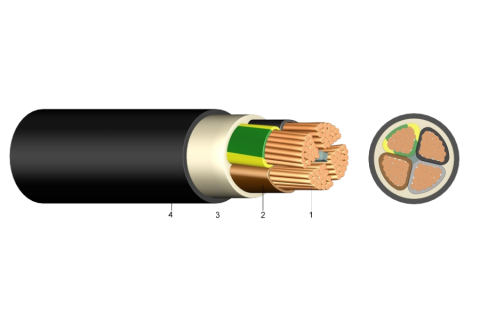 Rézkábel, NYY-J 4X240mm2 SM 0.6/1kV PVC szigeteléssel