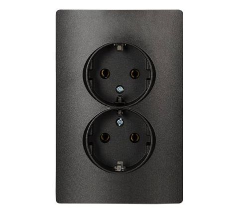 Elmark RHYME schuko típusú aljzat -dupla metál-grafit - elektrobagoly.hu