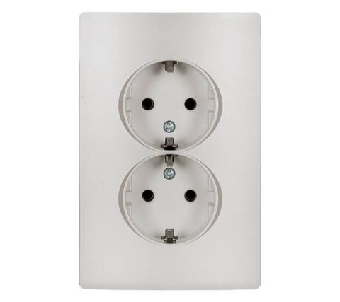 Elmark RHYME schuko típusú aljzat -dupla metál-fehér - elektrobagoly.hu