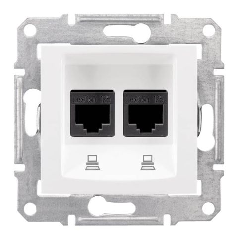 Schneider Electric SEDNA 2xRJ45 Cat6 STP dugaszolóaljzat,fehér SDN5000121 - elektrobagoly.hu