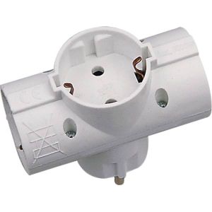 GAO Földelt T elosztó 3-as fehér  250V, 16A 0131H - elektrobagoly.hu