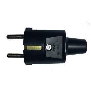 GAO csatlakozó dugó,lengő,2P+F(PVC) középső kivezetésű fekete 0136H - elektrobagoly.hu