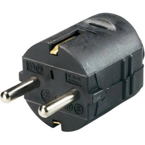 GAO csatlakozó dugó,lengő,2P+F(műanyag)középső kivezetésű fekete  0142H - elektrobagoly.hu