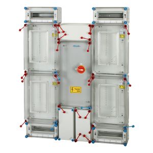 1/3F csoportos mérőhely 4xM63A földkábeles +tűzeseti kapcsoló +4x12M 2-szintes 4HCS441+MF Hensel(32 A)