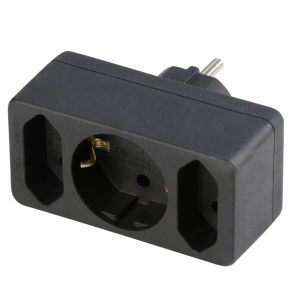 GAO Földeletlen elosztó 2xeuró, 1x2P+F dugaszolóaljzat, fek 12733 - elektrobagoly.hu