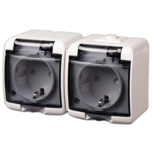 GAO Aquastar 2P+F csapófedeles aljzat,2-es,átlátszó IP44 22121 - elektrobagoly.hu