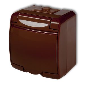Aquastar földelt dugalj 1-es, csapfedeles, IP54, barna, 22141B