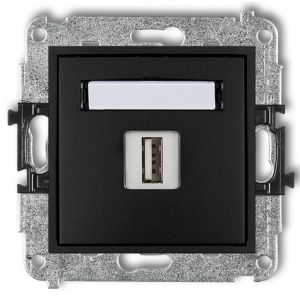 MINI USB aljzat kerettel, matt fekete 4153H
