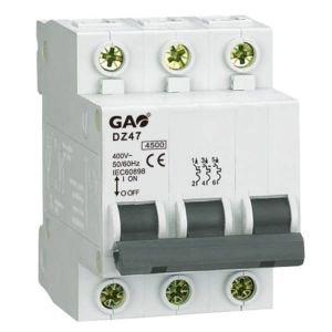 GAO kismegszakító 3P 10A C, 4,5kA DZ47 23  5918H - elektrobagoly.hu