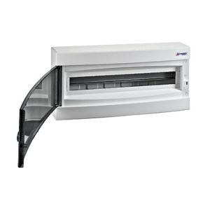 SchrackBK 24modul (1x24P) falon kívüli műanyag kiselosztó füstszínű ajtóval, IP40, BK080109