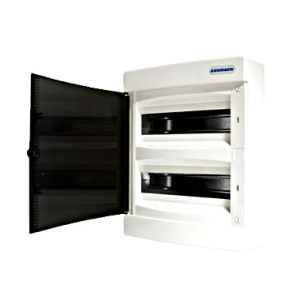 SchrackBK 24modul (2x12P) falon kívüli műanyag kiselosztó füstszínű ajtóval, IP40, BK080102