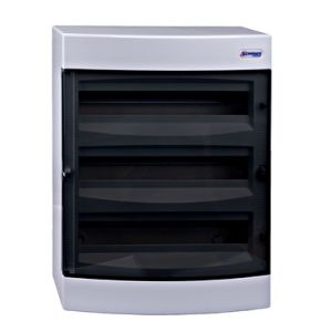 SchrackBK 54modul (3x18P) falon kívüli műanyag kiselosztó füstszínű ajtóval,  IP40, BK080107