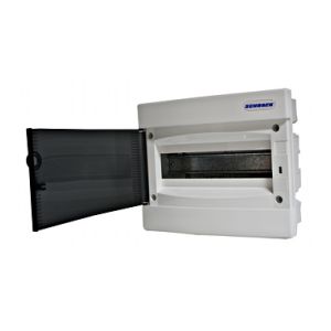 SchrackBK 8modul (1x8P) süllyesztett műanyag kiselosztó füstszínű ajtóval, IP40, BK080000