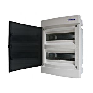 SchrackBK 24modul (2x12P) süllyesztett műanyag kiselosztó füstszínű ajtóval     IP40, BK080002