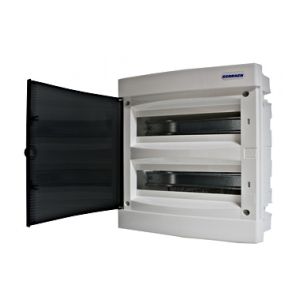 SchrackBK 36modul (2x18P) süllyesztett műanyag kiselosztó füstszínű ajtóval, IP40, BK080006