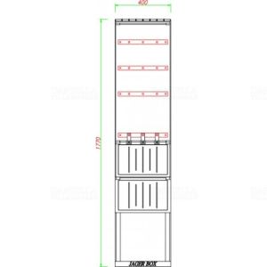 PVT-K-L 40 FE 4xNH00+1xNH2 szakaszolókapcsoló beépítve, földbe ásható szekrény