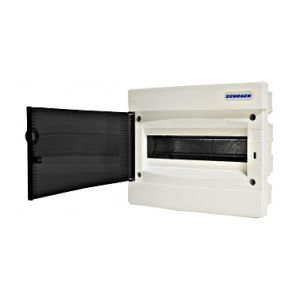 Schrack BK 12modul (1x12m) süllyesztett műanyag kiselosztó füstszínű ajtóval    IP40, BK080001-H Gipszkarton falba