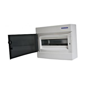 SchrackBK 12modul (1x12P) falon kívüli műanyag kiselosztó füstszínű ajtóval, IP40, BK080101