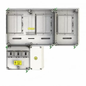 PVT 7590 Á-V-H Fm-SZ egy felhasználási helyes mindennapszaki M63.80A, vezérelt V32A és H-tarifás H63.80A mérés, szabadvezetékes csatlakozás, felületre szerelt kivitelben (CSP21.E026), Csatári Plast