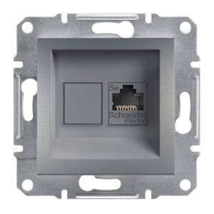 Schneider Electric ASFORA 1xRJ45 Cat5e UTP dugaszolóaljzat,acél keret nélkül EPH4300162 - elektrobagoly.hu