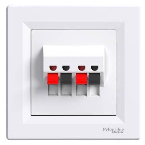 Schneider Electric ASFORA Hangszóró csatlakozó, dupla, fehér, kerettel EPH5700121 - elektrobagoly.hu