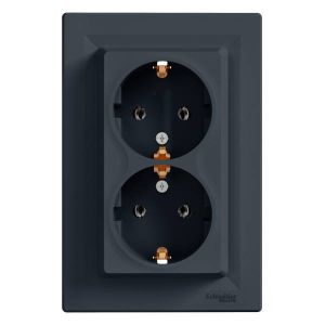 Schneider Electric ASFORA 2x2P+F dugaljzat,csavar antracit, kerettel EPH9900171 - elektrobagoly.hu