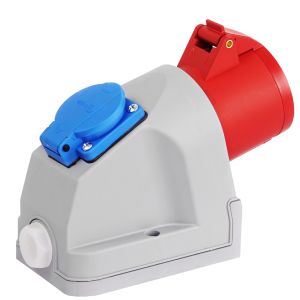 Pdafr-16 kombinált fali aljzat, 1x16A 5P CEE alj+1x2P+F,16A, schuko, IP44, PCE, 9215-6