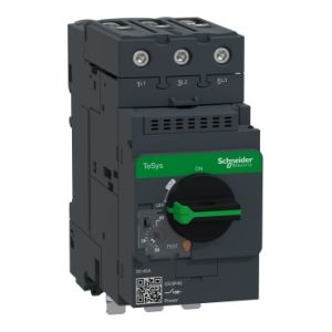 GV3P401 motorvédő kapcsoló,forgatógombos,3fázisú, 32-40A, felül Everlink, alul sínes csatlakozás 