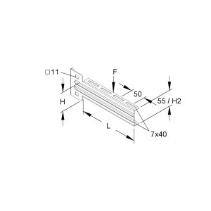 Niedax tartókonzol középnehéz kivitel, 73X305 mm KTUM300F 