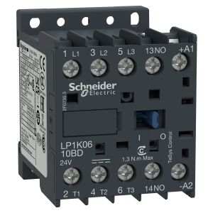 Schneider Electric LP1K0610BD mágneskapcsoló  24VDC. 6A. 3p+1z segédérintkezővel - elektrobagoly.hu