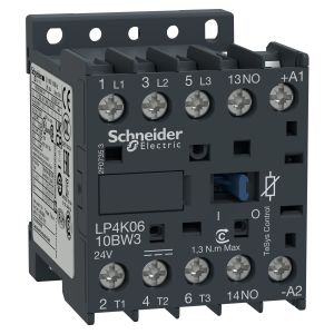 Schneider Electric LP4K0610BW3 mágneskapcsoló 24VDC.6A. 3p+1z segédérintkező kis - elektrobagoly.hu