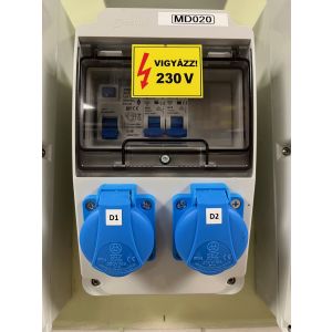 MD020 (2xsch) szerelt ipari csatlakozótábla