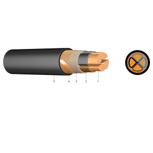 NYCWY 3X240SM/120 mm2 PVC szigetelésű réz földkábel, réz árnyékolással
