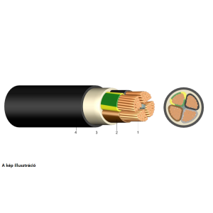 Rézkábel, NYY-J 5X16mm2 RM (sodrott) 0.6/1kV PVC Szigeteléssel,