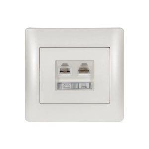 Elmark RHYME tel.aljzat + számítógép aljzat- RJ45 metál-fehér - elektrobagoly.hu